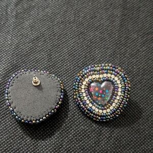 Handcrafted Multicolor Beaded Heart Stud Earrings - Women's Jewelry